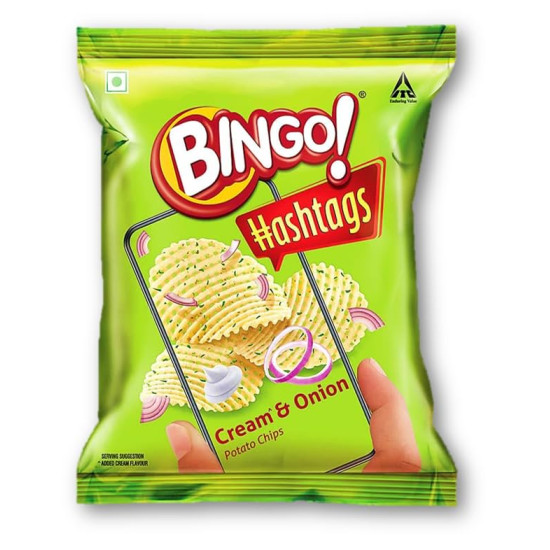 Bingo Hashtags Cream & Onion Potato Chips - Irresistible Taste