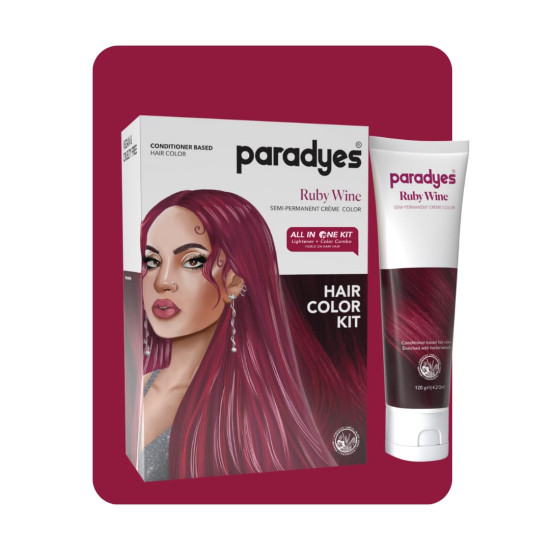 Paradyes Ruby Wine Semi-Permanent Hair Color Kit - Ammonia-Free & Nourishing