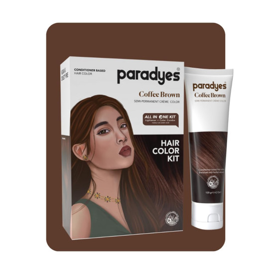 Paradyes Coffee Brown Semi-Permanent Hair Color Kit - Ammonia-Free & Nourishing