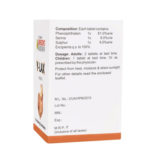 Dr. Bakshi's BAKSON'S Homeopathy Y-Lax Tablets - Natural Constipation Relief