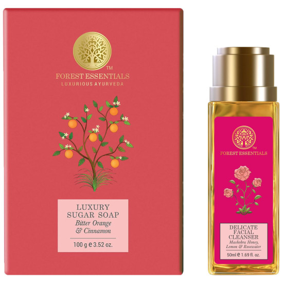 Forest Essentials Luxury Sugar Soap & Cleanser Combo - Ayurvedic & Natural Skincare
