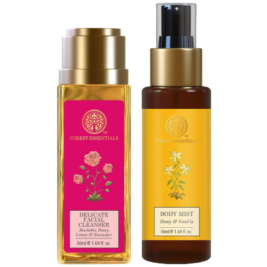Forest Essentials Travel Size Body Mist & Facial Cleanser Combo - Natural Skincare Essentials