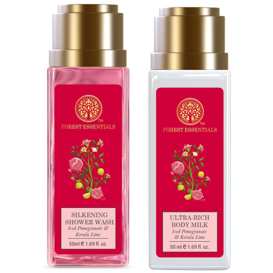 Forest Essentials Travel Size Combo - Ultra-Rich Body Milk & Silkening Shower Wash