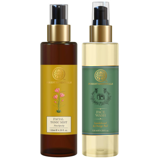 Forest Essentials Facial Tonic Mist & Cleanser Combo - Natural Skincare Duo