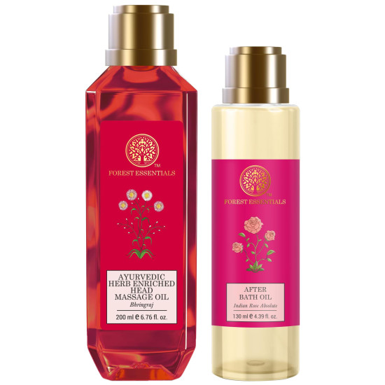 Forest Essentials After Bath Oil & Ayurvedic Herb Enriched Head Massage Oil - Luxurious Ayurvedic Care Forest Essentials After Bath Oil & Ayurvedic Herb Enriched Head Massage Oil - Luxurious Ayurvedic Care