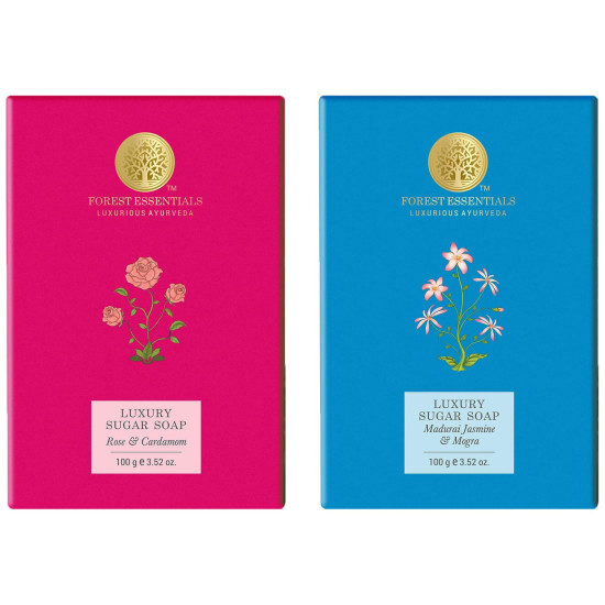 Forest Essentials Luxury Sugar Soap Combo - Madurai Jasmine & Mogra and Rose