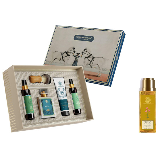 Forest Essentials Gentlemen's Gift Box & Delicate Facial Cleanser - Luxurious Skincare Combo