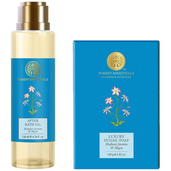Forest Essentials After Bath Oil & Sugar Soap Combo - Luxurious Ayurveda Skincare