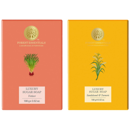 Forest Essentials Luxury Sugar Soap Combo - Sandalwood & Vetiver