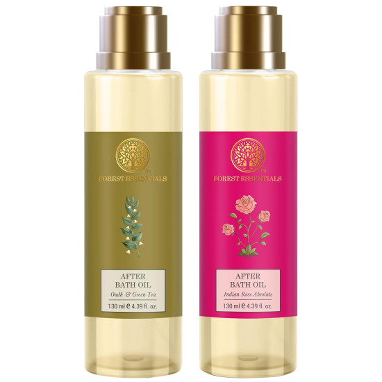 Forest Essentials After Bath Oil Combo - Indian Rose & Oudh Green Tea