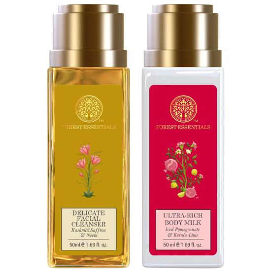 Forest Essentials Travel Size Body Milk & Cleanser Combo - Luxurious Natural Skincare