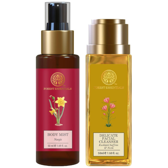 Forest Essentials Travel Size Body Mist & Facial Cleanser Combo - Organic Skincare