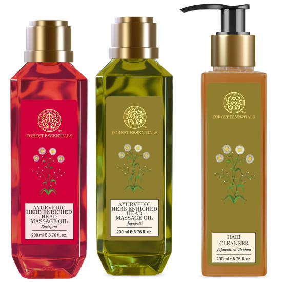 Forest Essentials Ayurvedic Hair Care Set - Japapatti & Bhringraj Oils