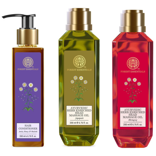 Forest Essentials Ayurvedic Herb Enriched Head Massage Oil & Hair Cleanser - Natural Hair Care