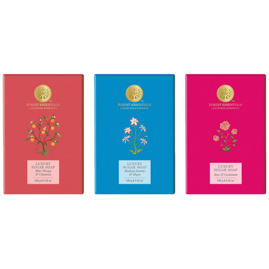 Forest Essentials Luxury Sugar Soap Collection - 100% Natural Ayurvedic Handmade Soaps