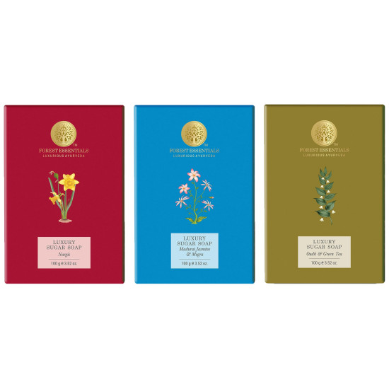 Forest Essentials Luxury Sugar Soap Collection - 100% Natural Ayurveda Inspired