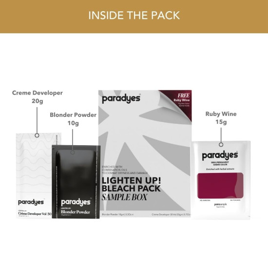 Paradyes Lighten Up! Bleach Pack + Top 5 Hair Color Sample Box - Vibrant Semi-permanent Colors