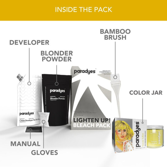 Paradyes Semi-permanent Saxony Yellow Hair Colour & Bleach Pack - Vibrant and Vegan Paradyes Semi-permanent Saxony Yellow Hair Colour & Bleach Pack - Vibrant and Vegan