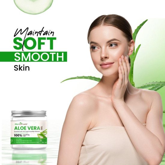 Attar Ayurveda Natural Aloe vera gel for Face, Skin & Hair (200 ml) | With Vit-E and Cucumber extracts | Non-Sticky, Free from Parabens, Silicon, Mineral oil