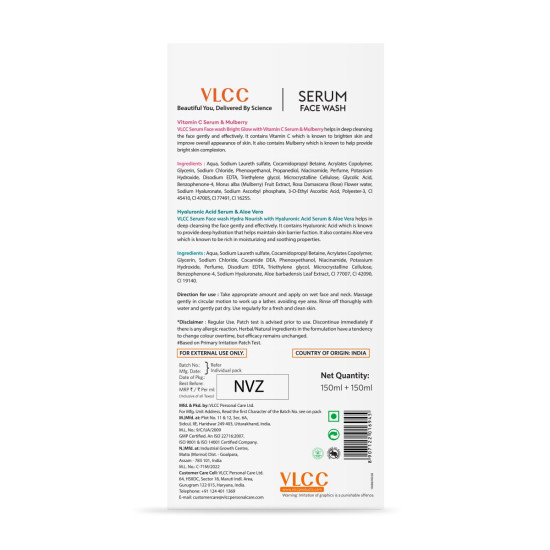 VLCC Vitamin C & Mulberry Serum Facewash - Brighten & Strengthen