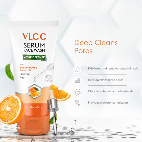 VLCC Salicylic Acid & Orange Peel Serum Facewash - Deep Pore Cleansing & Hydration