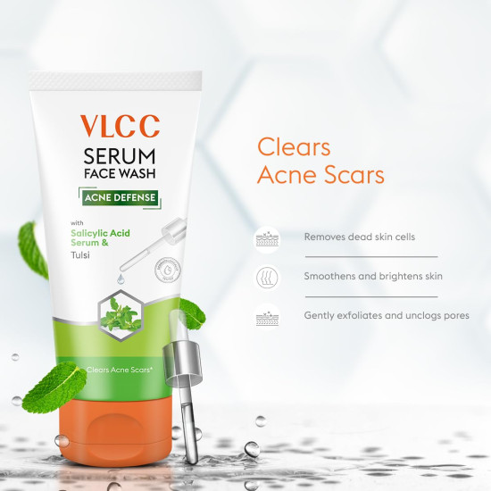 VLCC Salicylic Acid & Tulsi Serum Facewash - Clear Acne Scars & Strengthen Skin Barrier