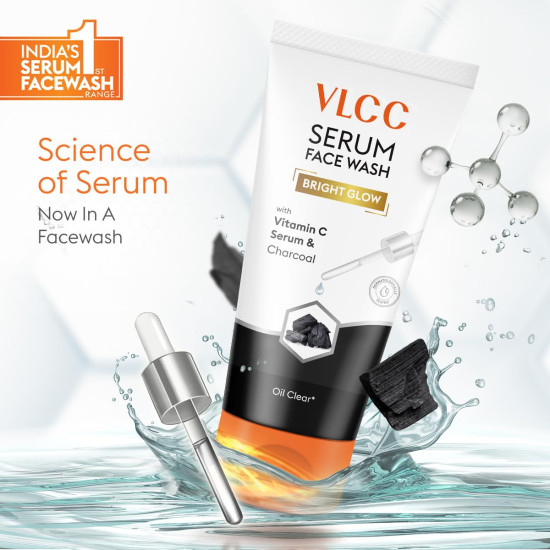 VLCC Serum Facewash - 100ml | Vitamin C & Charcoal for Oil Control
