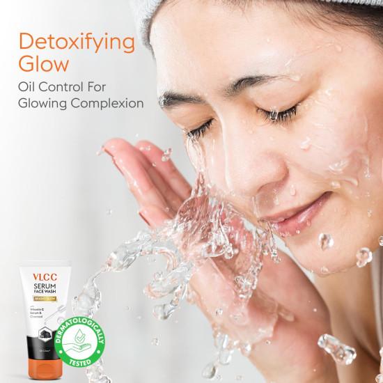 VLCC Serum Facewash - 100ml | Vitamin C & Charcoal for Oil Control