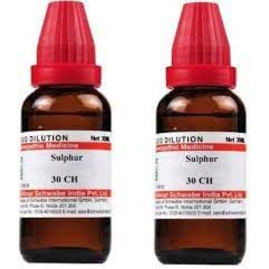Dr. Willmar Schwabe India Sulphur 30CH, 30ML (Pack of 2) - Homeopathic Skin Remedy
