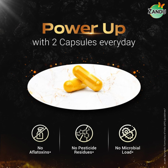 Zandu Shilajit Gold Plus| | 100% Pure Himalayan Shilajit + 24K Gold + 9 powerful herbs | Enhances strength, stamina, vigour, vitality and power | Scientifically tested advanced formula | 60 Caps