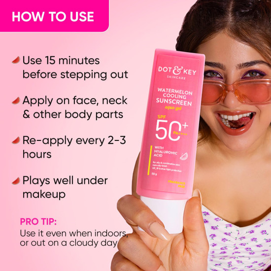 Dot & Key Watermelon Hyaluronic Cooling Sunscreen SPF 50 PA+++ Combo - Lightweight UV Protection