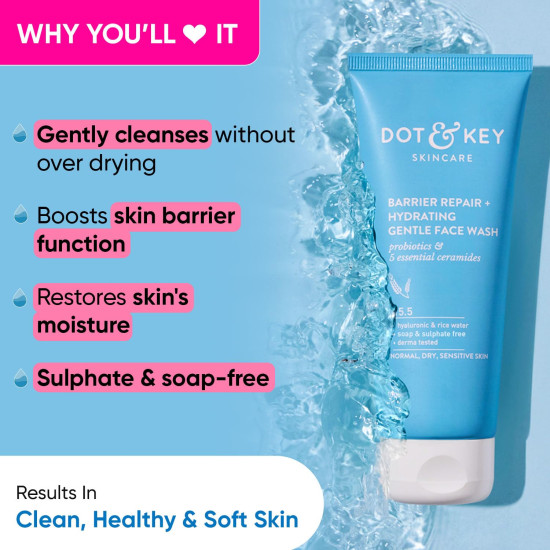 Dot & Key Barrier Repair Hydrating Gentle Face Wash - Sulphate-Free Cleanser