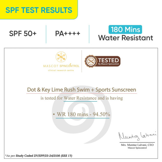 Dot & Key Lime Rush Swim + Sports Sunscreen SPF 50 PA++++ - Water & Sweat Resistant