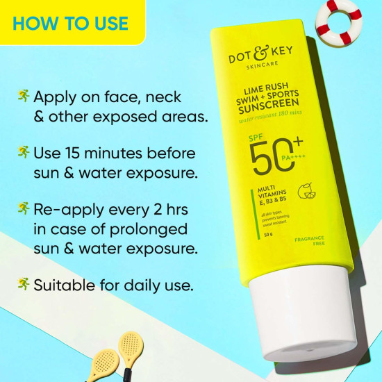 Dot & Key Lime Rush Swim + Sports Sunscreen SPF 50 PA++++ - Water & Sweat Resistant