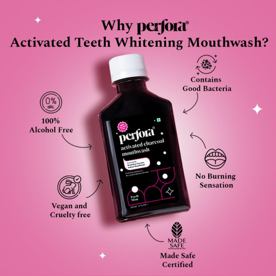 Perfora Activated Charcoal Teeth Whitening Mouthwash - Alcohol-Free & Gentle Care