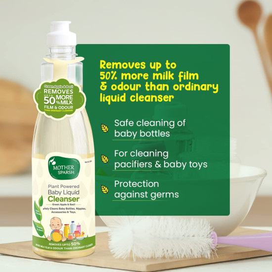 Mother Sparsh Plant Powered Baby Liquid Detergent Refill Pack with Natural Baby Liquid Bottle Cleanser - Safe & Gentle