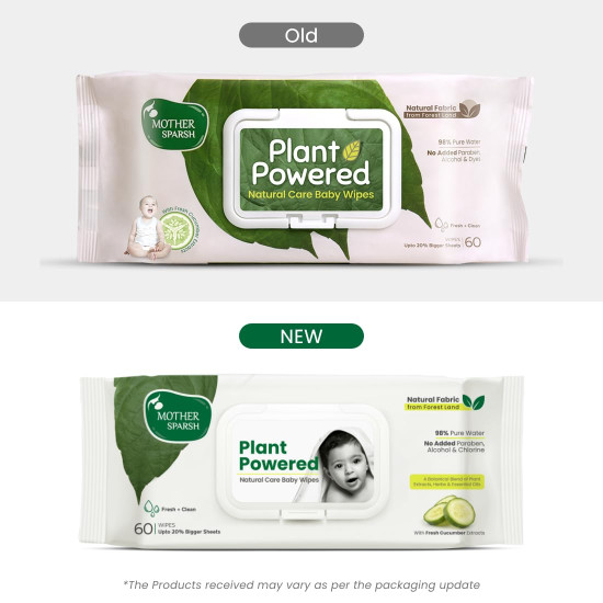 Mother Sparsh Natural Care Baby Wipes - 100% Plant Made Fabric