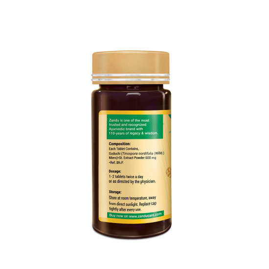 Zandu Giloy Tablets with 100% Pure Giloy Extract | Ayurvedic Immunity Booster | Protects against Infections | Improves Liver Function |100% Ayurvedic & Vegetarian (60 Tabs)