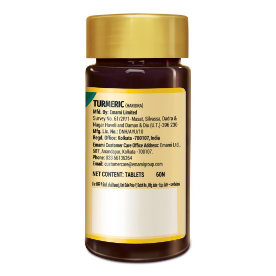 Zandu Turmeric Tablets with 100% Pure Turmeric Extract for Enhanced Immunity | Anti-allergic, Anti Inflammatory & Anti-Oxidant | Natural Cough & Cold Relief Formula (60 Tabs)