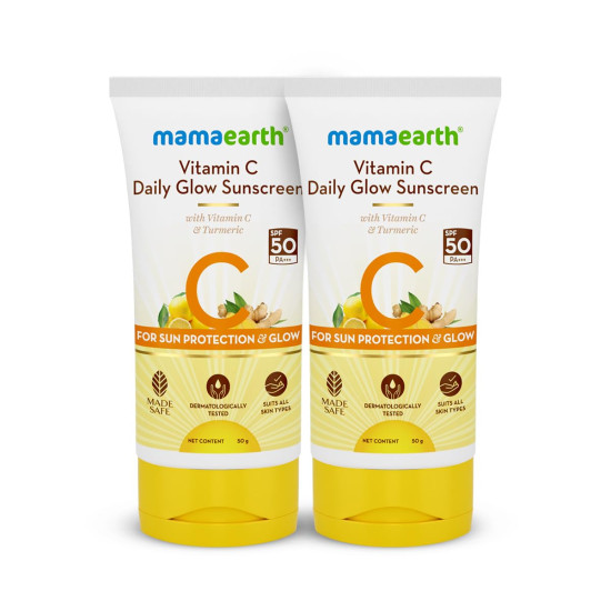 Mamaearth Vitamin C Daily Glow Sunscreen SPF 50 PA++++ - Lightweight Sun Protection