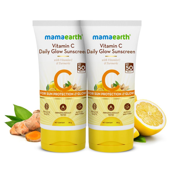 Mamaearth Vitamin C Daily Glow Sunscreen SPF 50 PA++++ - Lightweight Sun Protection