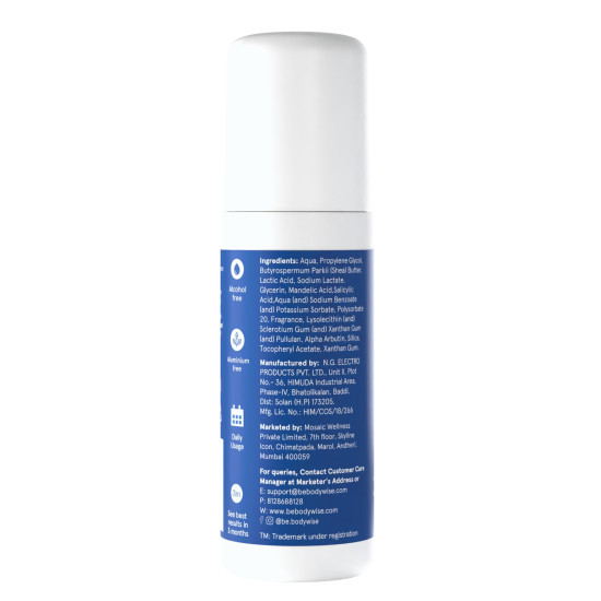 Be Bodywise 4% AHA BHA UnderArm Roll On - Prevents Body Odour & Pigmentation