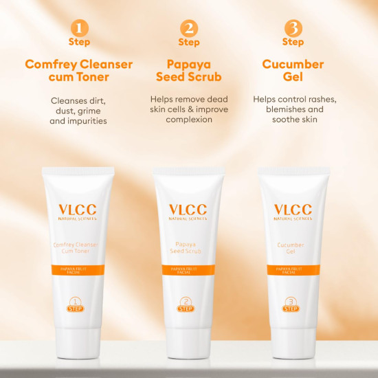 VLCC Anti-Blemish Facial Kit - 60g | Brightening for Dry, Sensitive and Oily Skin Types | Fights Blemishes and Dullness | Protects and Nourishes
