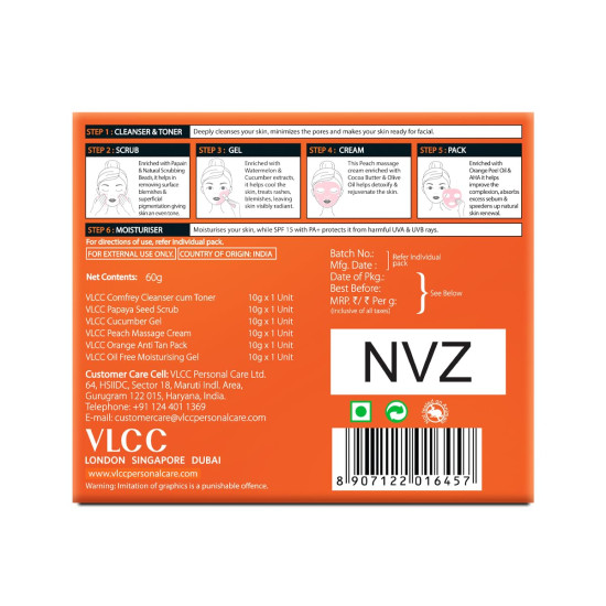 VLCC Anti-Blemish Facial Kit - 60g | Brightening for Dry, Sensitive and Oily Skin Types | Fights Blemishes and Dullness | Protects and Nourishes