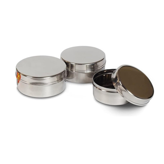 Stainless Steel Small Dabbi Set For Kitchen|Steel Dabbi Set|Steel Boxes For Kitchen|Stainless Steel Small Dabbi Set Of 10 Pcs 50 ml