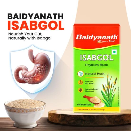 Baidyanath Isabgol (Psyllium Husk) Powder - 200 gm | Healthy Digestive Tract | Rich Source Of Dietary Fibre, Gluten Free | Effectively Relieves Constipation | Supplement For Digestion (Pack of 1)