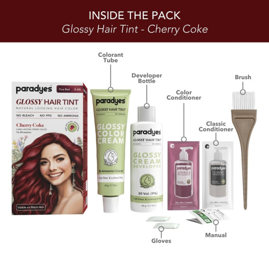 Paradyes No Bleach Cherry Coke Glossy Hair Tint - Ammonia-Free Formula for Vibrant Shine