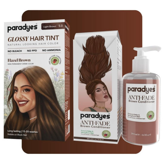 Paradyes No Bleach Hazel Brown Glossy Hair Tint - Ammonia-Free Formula
