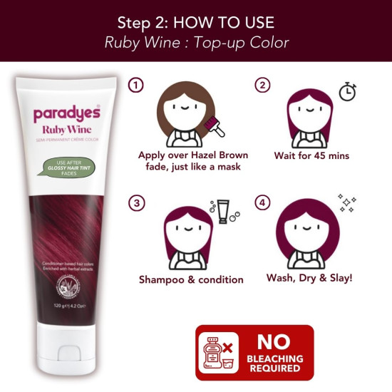 Paradyes No Bleach Hazel Wine Combo - Ammonia-Free Hair Color Paradyes No Bleach Hazel Wine Combo - Ammonia-Free Hair Color