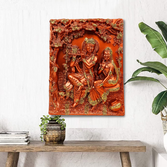 Radha rani Radha krishna Wall Hanging Brown Frame Krishna Radha 3d Photo Frame For Wall Decoration Home Decor 3d Photo Frame